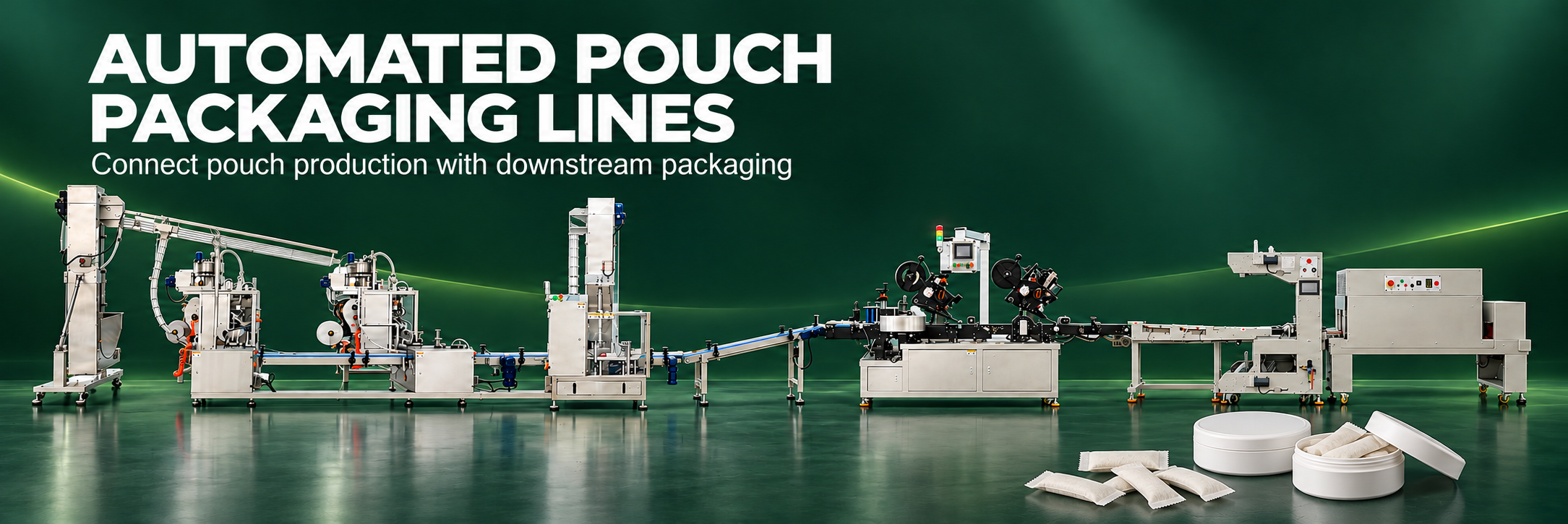 Connected automated nicotine pouch packaging line