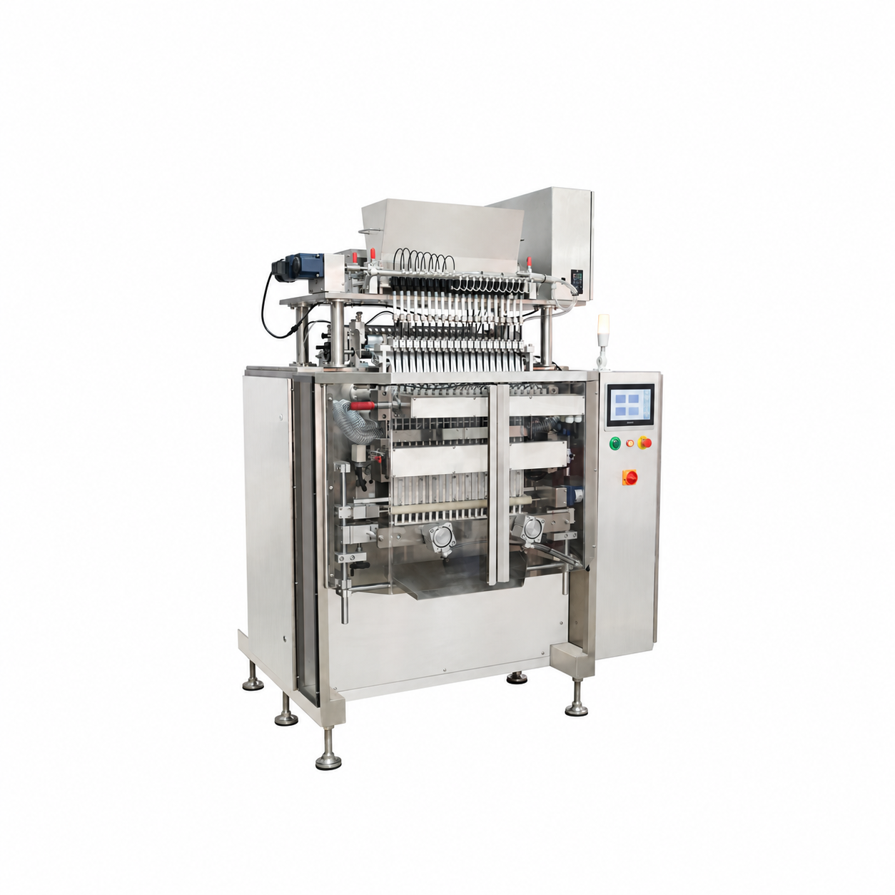 Twenty-lane nicotine pouch packing machine on a white background